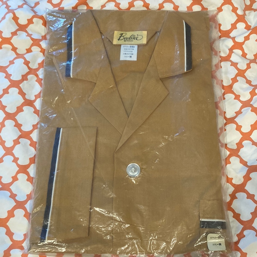 Vintage‎ NOS 1960’s men’s mustard pajamas size M 38”-40” chest. Box N